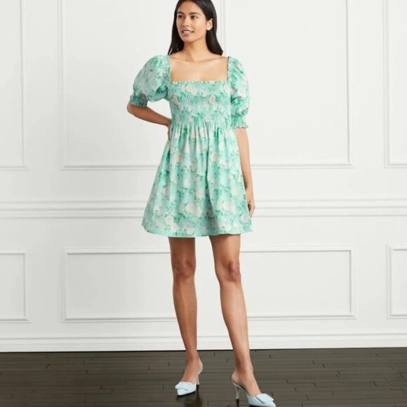 Hill House Athena Nap Dress in Blue Roses Poplin - Picture 1 of 5